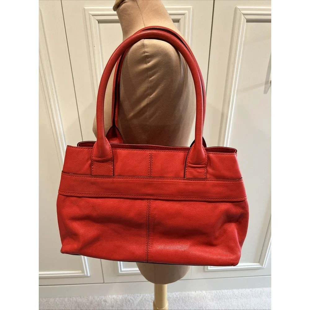 Kate Spade Elena‎ Villabella Orange Red Shoulder Bag Leather Handbag Bow Satchel